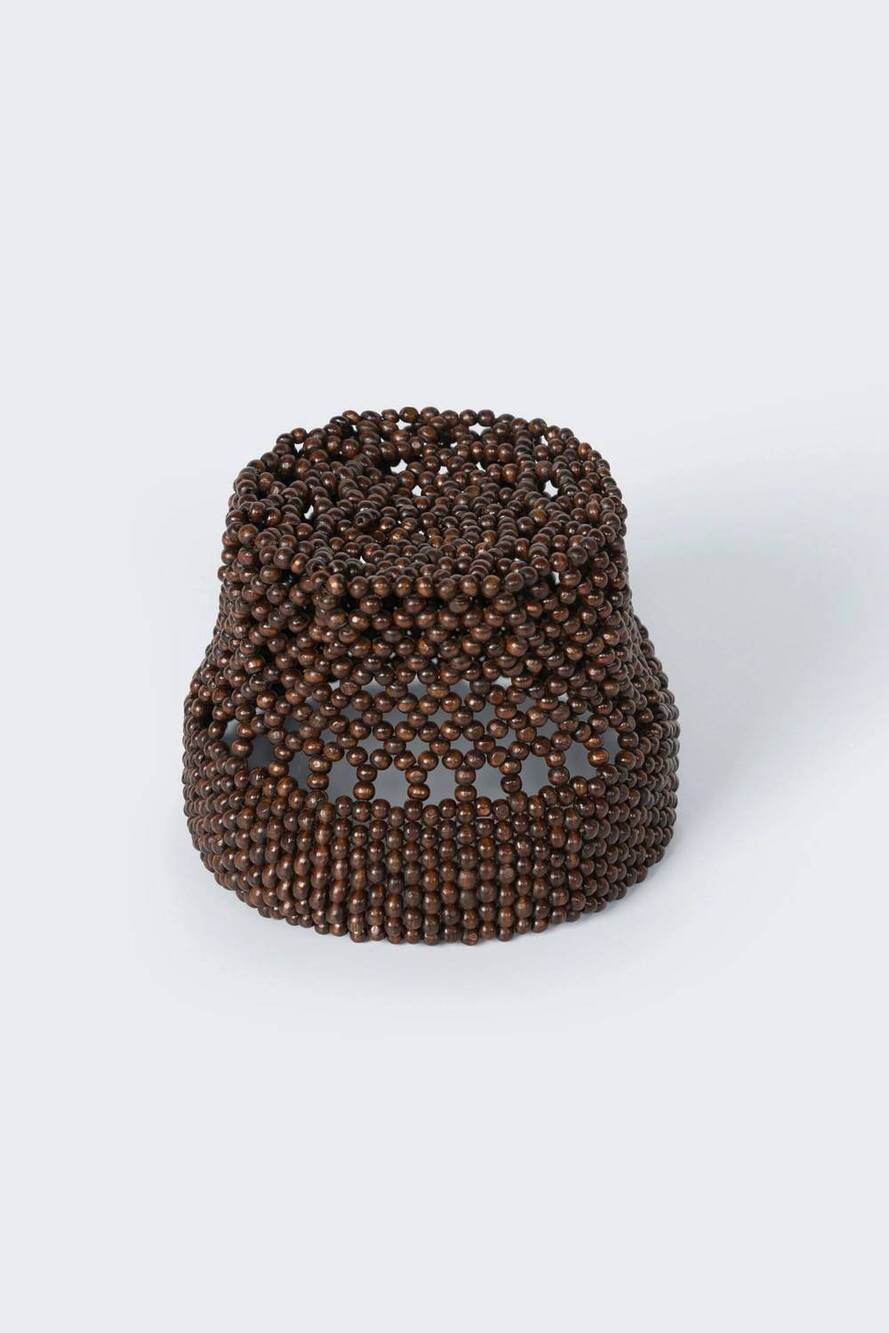 NEW CORDERA women's wooden beads bucket hat in brown